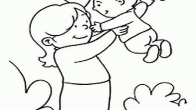 Anne ve Bebek Boyama Sayfası Mutlu Anlar