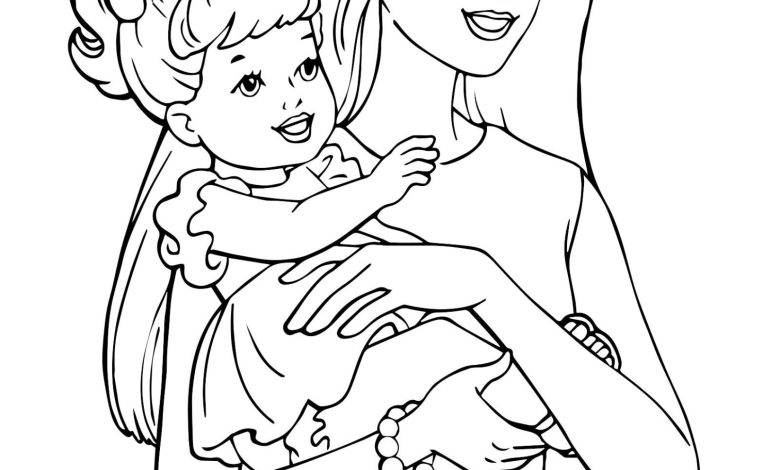 Anne ve Kız Çizim Boyama Sayfası