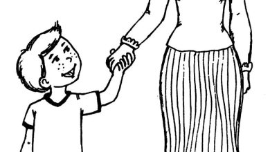 Anne ve Oğlu Boyama Sayfası - Çizimli Aile Figürü