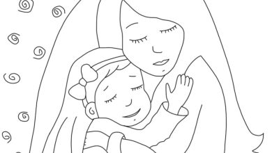 Anne ve Kızın Sarılması Konulu Boyama Sayfası (Özel Olarak Hazırlanmış)