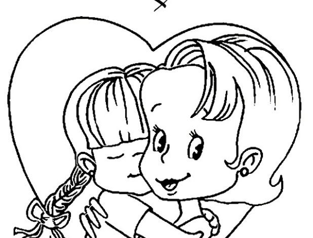 Sevgi Dolu Anne ve Kız Boyama Sayfası