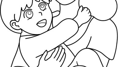 Anne ve Çocuk Sevgisi Temalı Boyama Sayfası