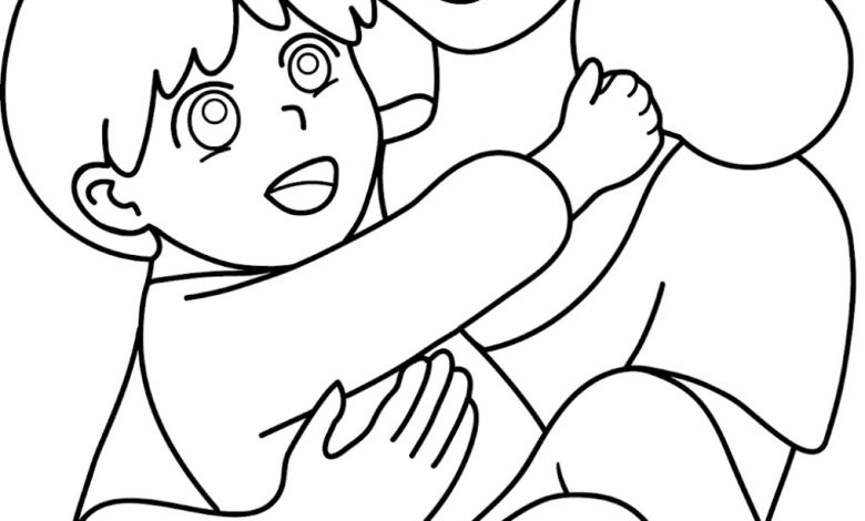 Anne ve Çocuk Sevgisi Temalı Boyama Sayfası