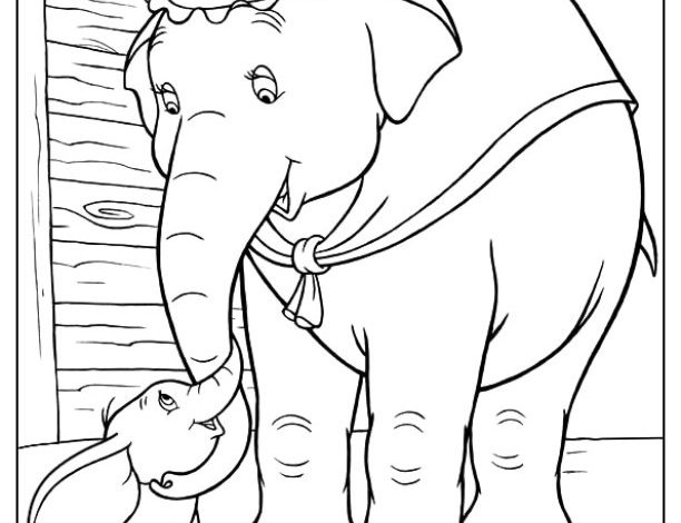 Anne Fil ve Yavru Fil Boyama Sayfası - Sevimli ve Eğlenceli Boyama Sayfası