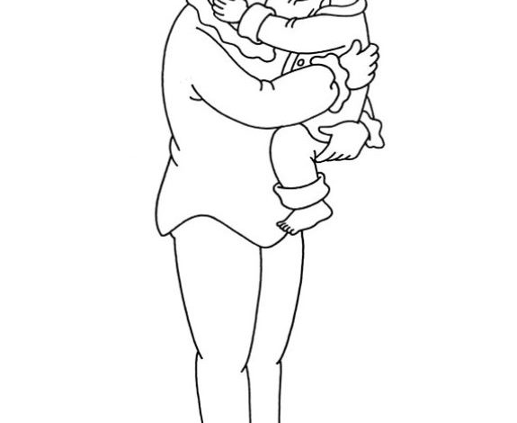 Anne ve Bebek Boyama Sayfası - Aile Sevgisi Temalı Çizim