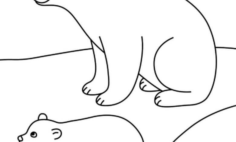 Kutup Ayıları Boyama Sayfası - Anne ve Yavru Için Boyama Sayfası