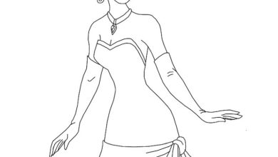 Disney Prenses Boyama Sayfası Zarif Elbiseli Prenses