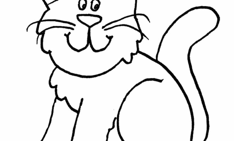 Sevimli Kedi Çizimi Çocuklar İçin Boyama Sayfası