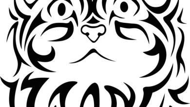 Kedi Yüzü Stilize Tribal Sanat Boyama Sayfası