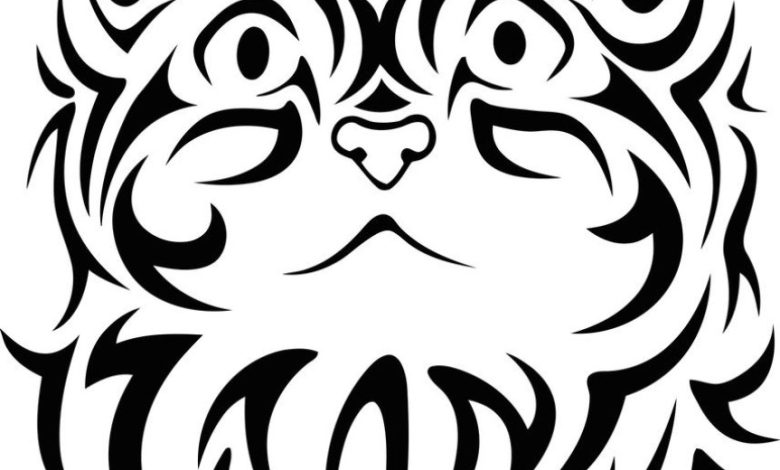 Kedi Yüzü Stilize Tribal Sanat Boyama Sayfası
