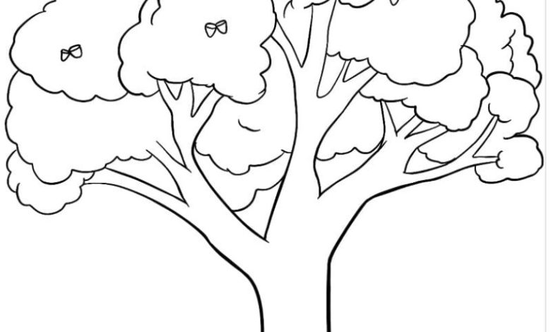 Kolay Çocuklar İçin Ağaç Boyama Sayfası