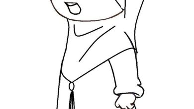 Sevimli Başı Örtülü Çocuk Boyama Sayfası