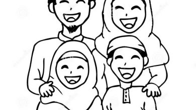 Mutlu Aile Boyama Sayfası - İslami Temalı