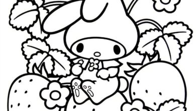 My Melody ve Çilekler Boyama Sayfası - Eğlenceli ve Sevimli Karakterler