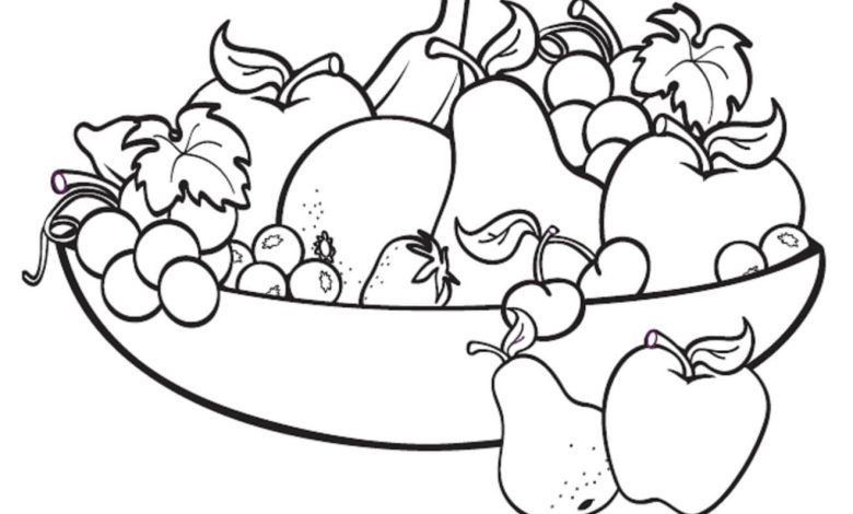 Meyve Kasesi Boyama Sayfası - Çizim ve Renklendirme İçin Eğlenceli Bir Aktivite
