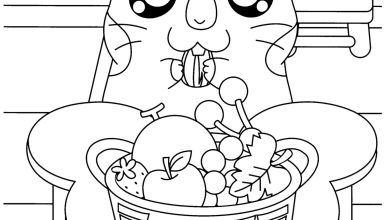 nSebzeleri Yiyen Sevimli Fare Boyama Sayfası n