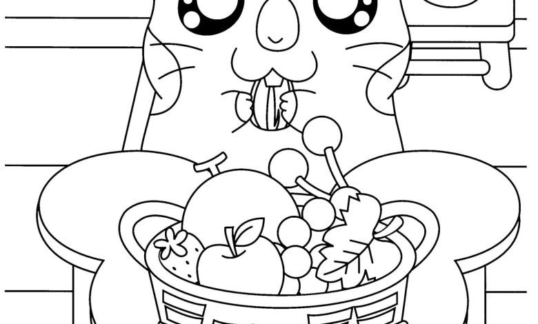 nSebzeleri Yiyen Sevimli Fare Boyama Sayfası n