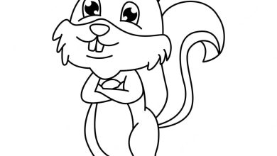 Sevimli Sincap Boyama Sayfası - Eğlenceli Karikatür Hayvan Boyama Sayfası