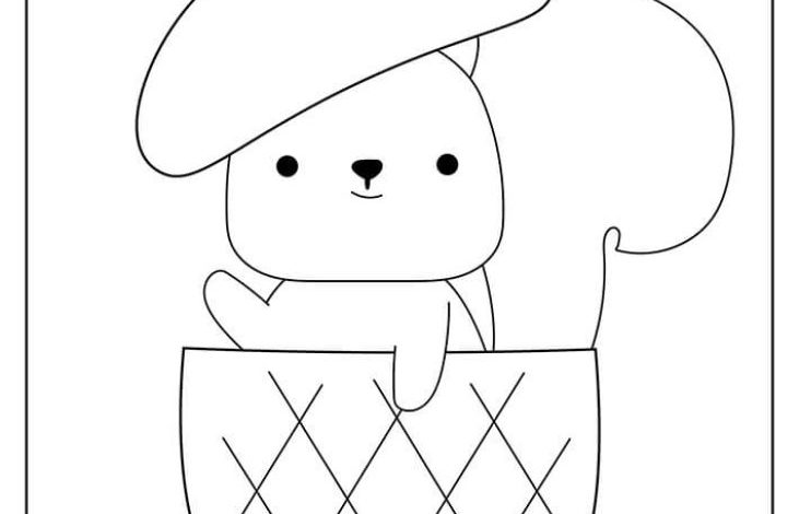 Sevimli Meşe Palamudu İçindeki Sincap Boyama Sayfası