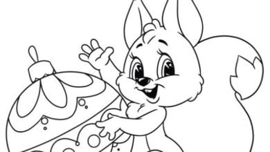 Sevimli Sincap ve Yılbaşı Süsü Boyama Sayfası