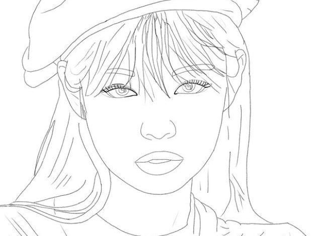 Şapkalı Kadın Portresi Boyama Sayfası