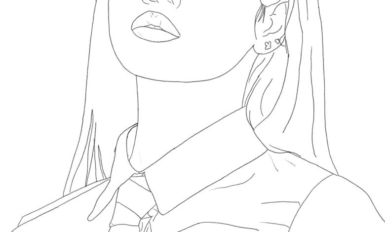 Kadın Portresi Boyama Sayfası - Sanatsal ve Moda Tarzında Çizim