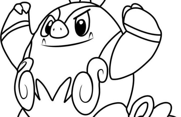 Pokémon Beyaz Tavşan Renkli Boyama Sayfası (Tepig)