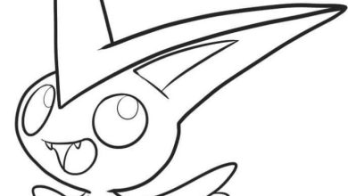 Pokemon Karakteri Victini Boyama Sayfası Sevimli ve Enerjik