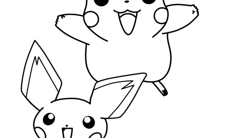 Pikachu ve Pichu Boyama Sayfası - Pokémon Boyama Kitabı