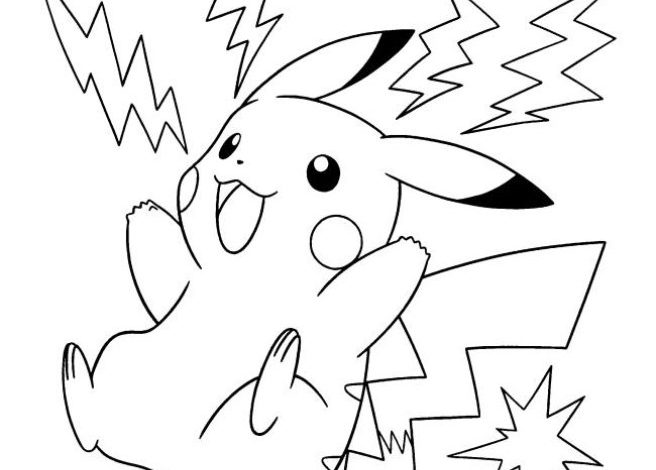 Sevimli Elektrikli Fare Boyama Sayfası Pikachu Yıldırımla Oynarken