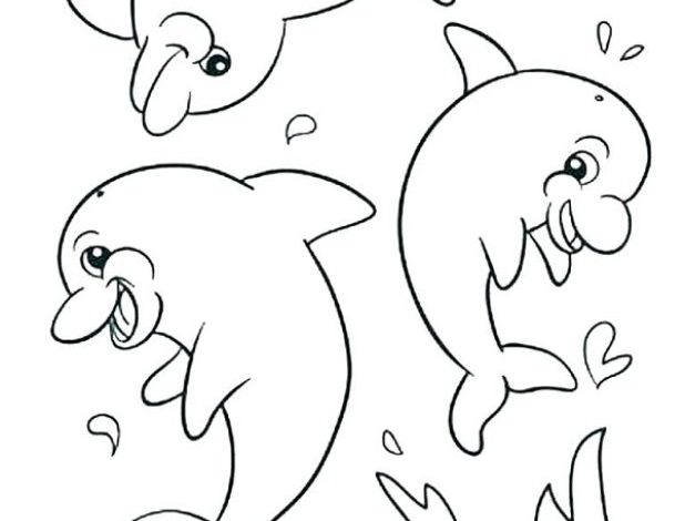 Neşeli Yunusların Sıçrayışı Boyama Sayfası