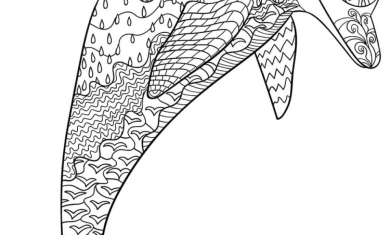 Dekoratif Desenli Yunus Boyama Sayfası