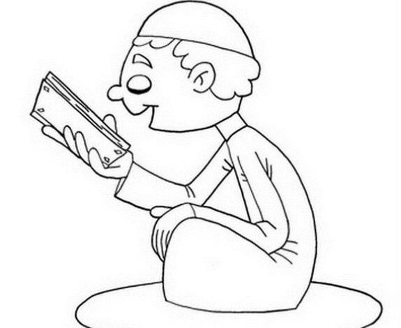 Çocuk Kitap Okurken Boyama Sayfası