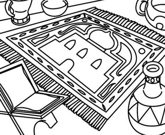 Otantik Halı ve Antik Eserler Boyama Sayfası Tarihi Dekorasyonlar ve El Sanatları