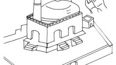 Camii ve Dua Eden Eller Temalı Boyama Sayfası - Eğitici ve Eğlenceli