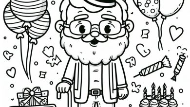 Yaşlı Adam Doğum Günü Partisi Boyama Sayfası