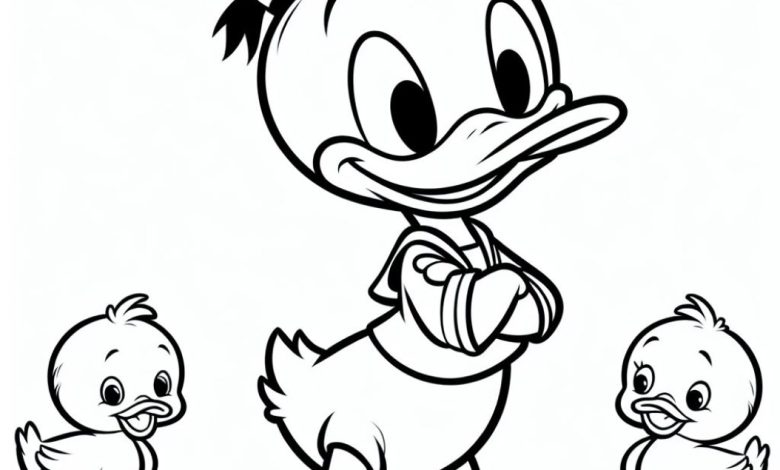 Sevimli Ördek Ailesi Boyama Sayfası - Çocuklar İçin Eğlenceli Karakterler
