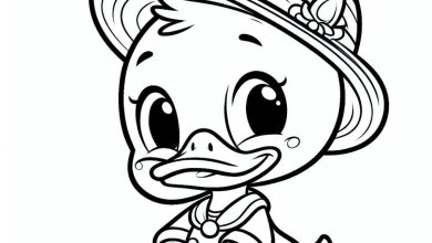 Sevimli Şapkalı Ördek Boyama Sayfası