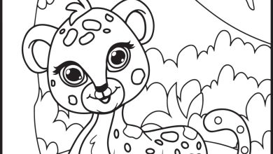 Sevimli Çita Boyama Sayfası - Dağ ve Doğa Manzaralı