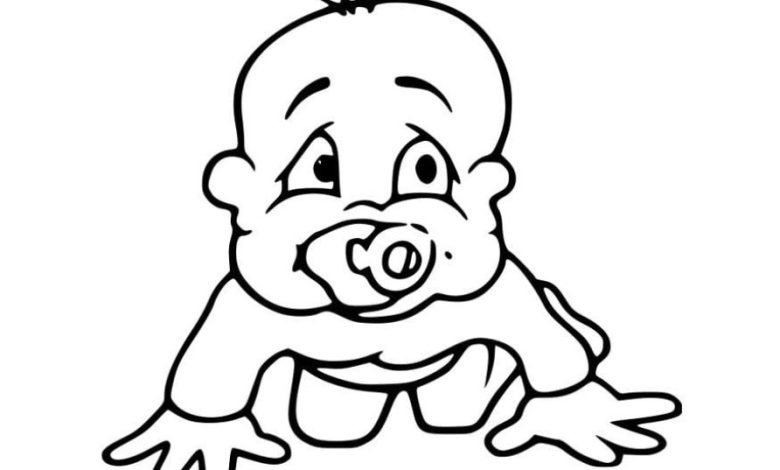 Emzikli Bebek Boyama Sayfası - Bebek Karikatürü ile Eğlenceli Boyama