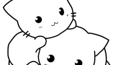 Sevimli İki Kedi Boyama Sayfası - Çizim ve Renklendirme İçin Özel Kedi Şablonu