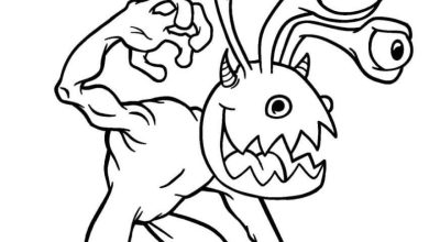 Üç Gözlü Yaratık Boyama Sayfası - Sevimli Canavar Çizimi