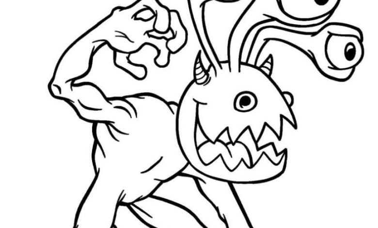 Üç Gözlü Yaratık Boyama Sayfası - Sevimli Canavar Çizimi