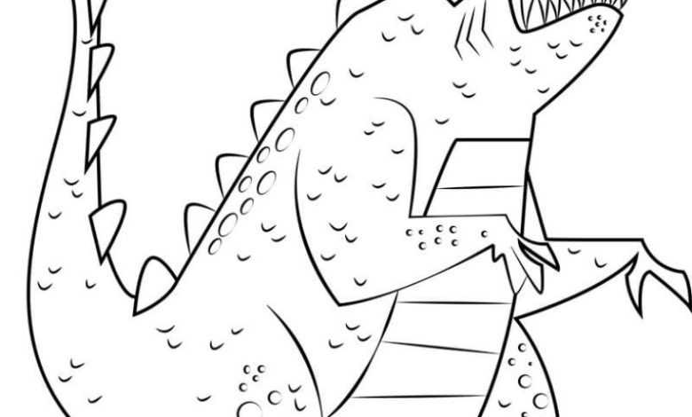 Çocuklar için Kırmızı Rakamlı Dinozor Boyama Sayfası