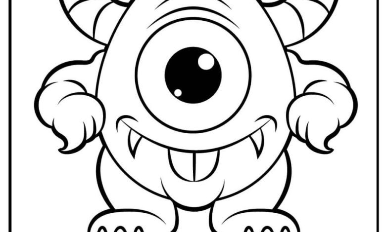 Boyama Sayfası Tek Gözlü Mini Canavar