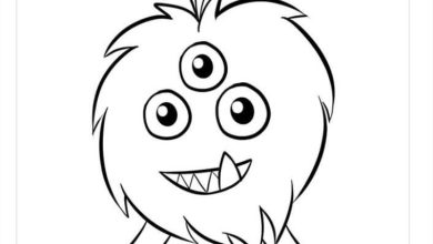 Çocuklar İçin Sevimli Üç Gözlü Canavar Boyama Sayfası