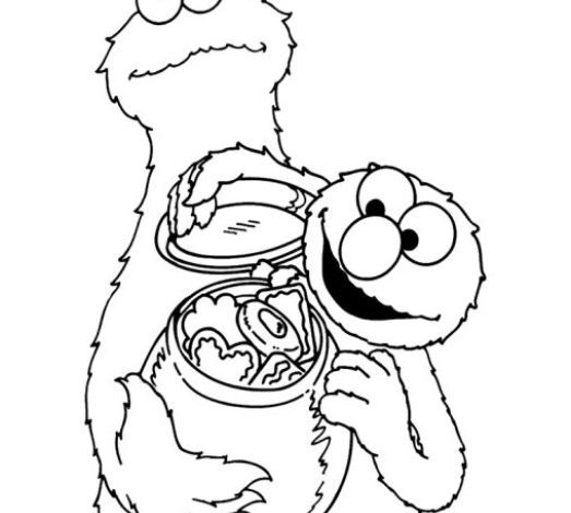 Kurabiyelerle Dolu Kavanoz Tutan İki Sevimli Çizgi Karakterin Boyama Sayfası