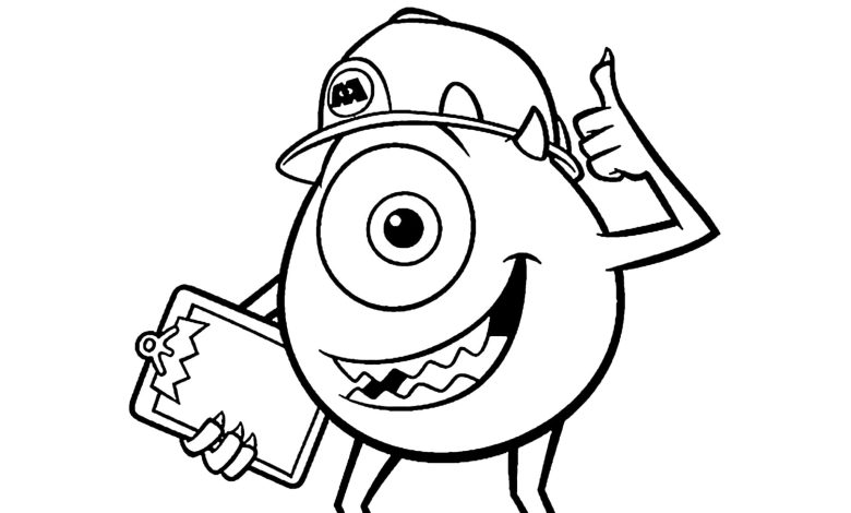 Mike Wazowski Boyama Sayfası - Sevimli Canavar Üniversitede