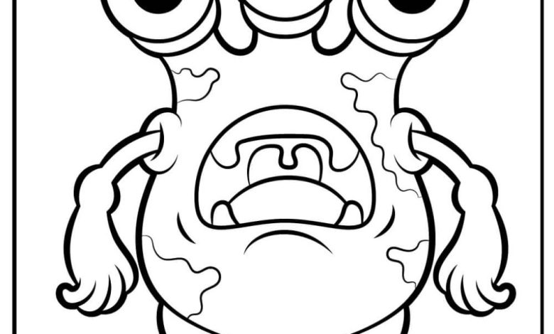 Üç Gözlü Sevimli Canavar Boyama Sayfası