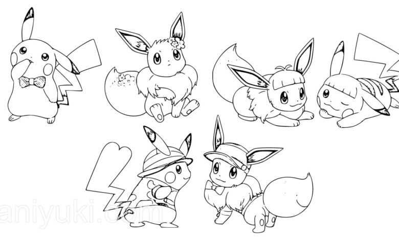 Pokemon Pikachu ve Eevee Boyama Sayfası - Eğlenceli Çizim Etkinliği